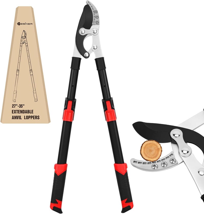 Yesker 27-35" Extendable Loppers for Tree Trimming Heavy Duty Tree Trimmer Bypass Loppers with Compound Action Sharp Anvil Blade up to 2 Inch Cut Capacity Branch Cutter Chops Thick Branches Ease - Image 1